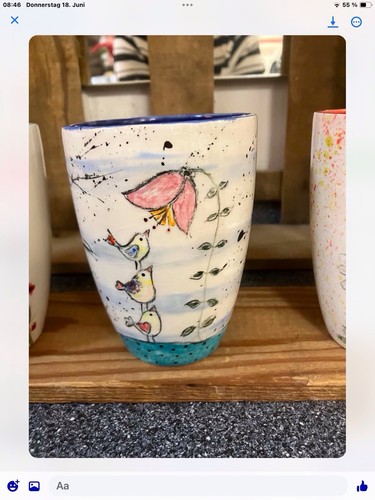 Handbemalter becher aus - handbemalter,