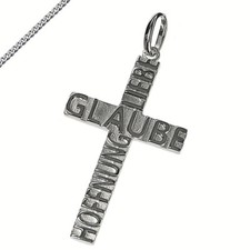 Kreuz Kreuzanhänger 925 Silber Glaube Liebe Hoffnung massiv auch mit Kette