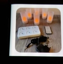 6er-Set LED Kerzen mit Ladestation, Netzteil, Fernbedienung warmweiß 