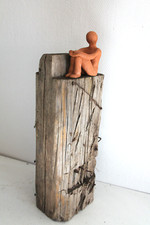 Schwemmholz Treibholz Skulptur  L 45 cm  Treibgut Klotz Stele