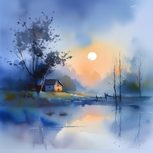 Wandbild aquarellmalerei - wandbild:,