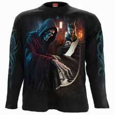 Spiral Direct MIDNIGHT BLUES LANGARM T-Shirt Biker Goth Skull Reaper Fire