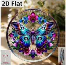 Acrylbild Fensterbild Schmetterling Blumen Tiffany Effect bunt Sonnenfänger