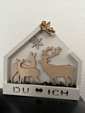 Handmade Weihnachten Dekoration Haus Engel Reh Hirsch Holz Du Ich Geschenk