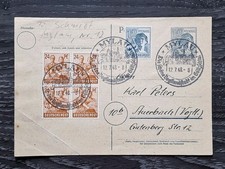 Beleg mit Sonderstempel von Mylau 4er Block 1948 nach Auerbach Vogtland gelaufen
