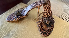 Vintage Leopard Mules Sandalen Gr 39 mit Straßstein Top Zustand