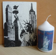 Deko Kerze + Deko HDF - Reise Länder Amerika USA Freiheitsstatue New York Urlaub