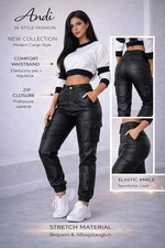 Damen Cargo Hose – Lederlook