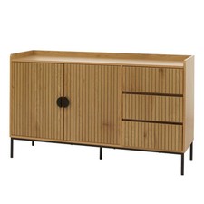 Sideboard HWC-O39, Kommode Schrank 3 Schubladen 2 Türen Holz Melamin 80x130x42cm