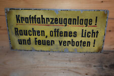 Altes Blechschild 50er Jahre,Kraftfahrzeuganlage,Verbotschild,Oldtimer,Original