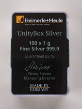 NEU: Heimerle + Meule 100 x 1g Silberbarren UnityBox, NEU & UNGEÖFFNET