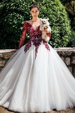 Ungetragenes Brautkleid Ballkleid Weiß Rot Gr. 42 – Top-Preis