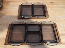 2 Vintage 60er Sets Rauchglas