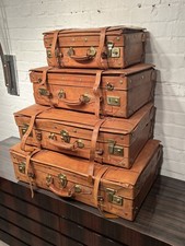 4 Vintage Leder Koffer Messing