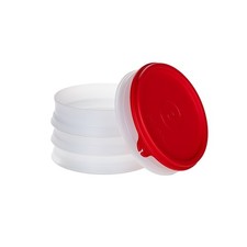 Tupperware Burgerpresse 4x Behälter Keeper-Set Transparent Weiß Rot