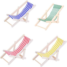 4X Mini Strandkorb Stuhl aus Holz für Puppenhausmöbelzubehör Deckpuppen Strandst
