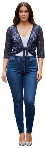 Damen nachtblau stretch spitze - stretch,