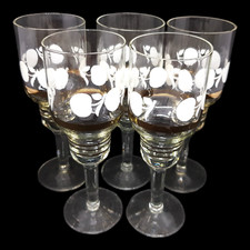 5 Likörgläser Apfel Dekor