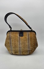 Vintage Handtasche Tasche Samt Leder Retro Damenhandtasche