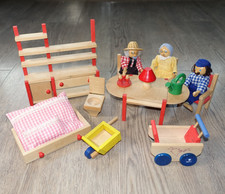 Puppenhaus Möbel Bodo Hennig Tisch Stühle Regal Kinderwagen Goki Biegepuppen -2