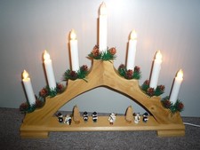 Schwibbogen, Weihnachtsbogen mit Figuren, Engel, Musiker und Beleuchtung, Lampe