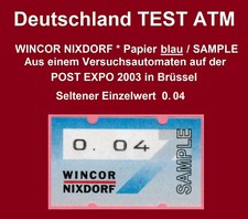 Bund ATM Test Papier blau / Wincor Nixdorf / 0.04 / Specimen sample
