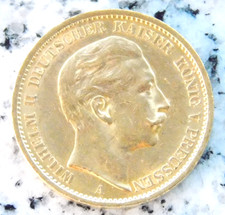 Goldmünze 20 MARK 1909 A Wilhelm 2 König von Preussen 7,96g 900 Fein Gold selten