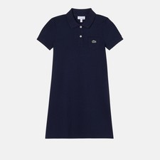 Lacoste Mädchen Polokleid Petit Piqué Marineblau Baumwolle