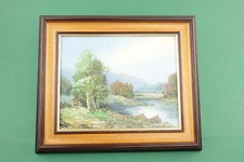 Ölgemälde mit Holzrahmen, "Am See", Unikat, 34 x 29 cm (015)