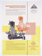 Reklame Blatt Kolben Dampfmaschine Typ D100 D112 D115 EKM VEB Elbe Werk Rosslau