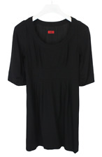HUGO BOSS Kania Kleid Damen UK 12 3/4 Ärmel Wollmischung Falten Mini Schwarz