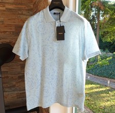 VERSACE POLO SHIRT XXL poloshirt gianni donatella cotton sky blue xl 2xl barocco