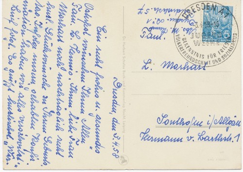 Ddr sonderstempel 1958 dresden - ddr,