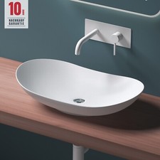 Waschbecken Keramik Aufsatzwaschbecken Waschtisch Brüssel858 Weiß matt Nano