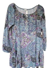 Long Bluse Tunika Kleid  geblümt Paisley Polyester-Viscose Gr.  44 46