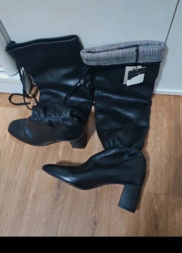Zara leder overknees stiefel - leder,