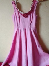 " Hell Bunny " Kleid im Swing-Stil mit Rüschen-Ausschnitt,  rosa 🌸 Gr. M ( 38 )