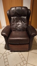 Vintage Echtledersessel mit Fußstütze, Räder  & verstellbarer Rückenlehne Ohren
