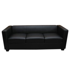 3er Sofa Couch Loungesofa Lille Leder, schwarz