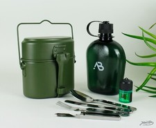 BW Kochgeschirr, 4tlg. Besteck, Sturmstreichhölzer A. Blöchl 1L Feldflasche Oliv