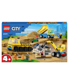 LEGO City Baufahrzeuge Kran Bauwagen Set Abrissbirne Kinder 60391 Spielzeug