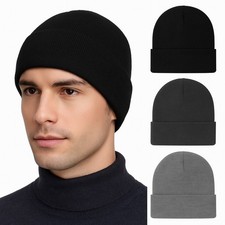 3x Mütze Beanie Wintermütze Strickmütze Herren Beanie Sportmütze Freizeitmütze