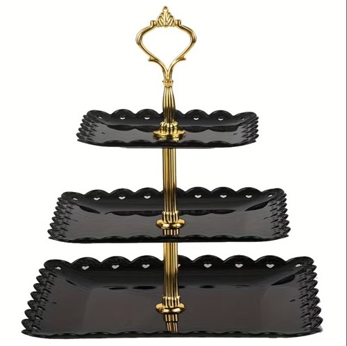 Etagere stufig schwarz gold - etagere,