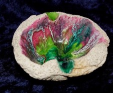 Großer farbenfroher Aschenbecher Lavastein mit Emaille 60er Jahre