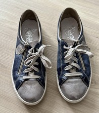 Flacher Damen Sneaker von Rieker, Blau-Silber, Gr, 39