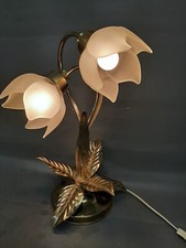 Florentiner Tischlampe Messing Milchglas Blüten Vintage Hollywood Regency Style