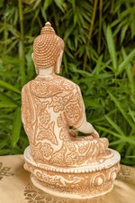 Weiße Buddha Statue aus Nepal für Hausaltar 20cm, wunderschöne Handarbeit! 1,1Kg
