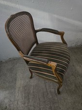 Antiker Armlehnstuhl Louis XV Stil Holz Geflecht Rokoko Vintage Sessel 20. Jh. 