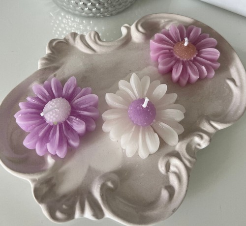 Margeriten kerze rosa weiß - kerze,