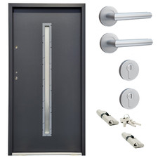 Ausstellungstür #SF08 Nebeneingangstür ATU56 mit Griffset DIN Links 100x207 cm